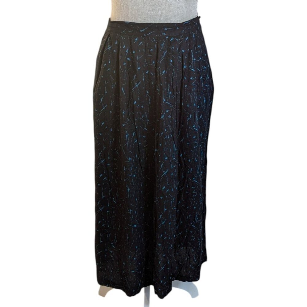 Stephen Douglas Black Splatter Print Midi Skirt 14